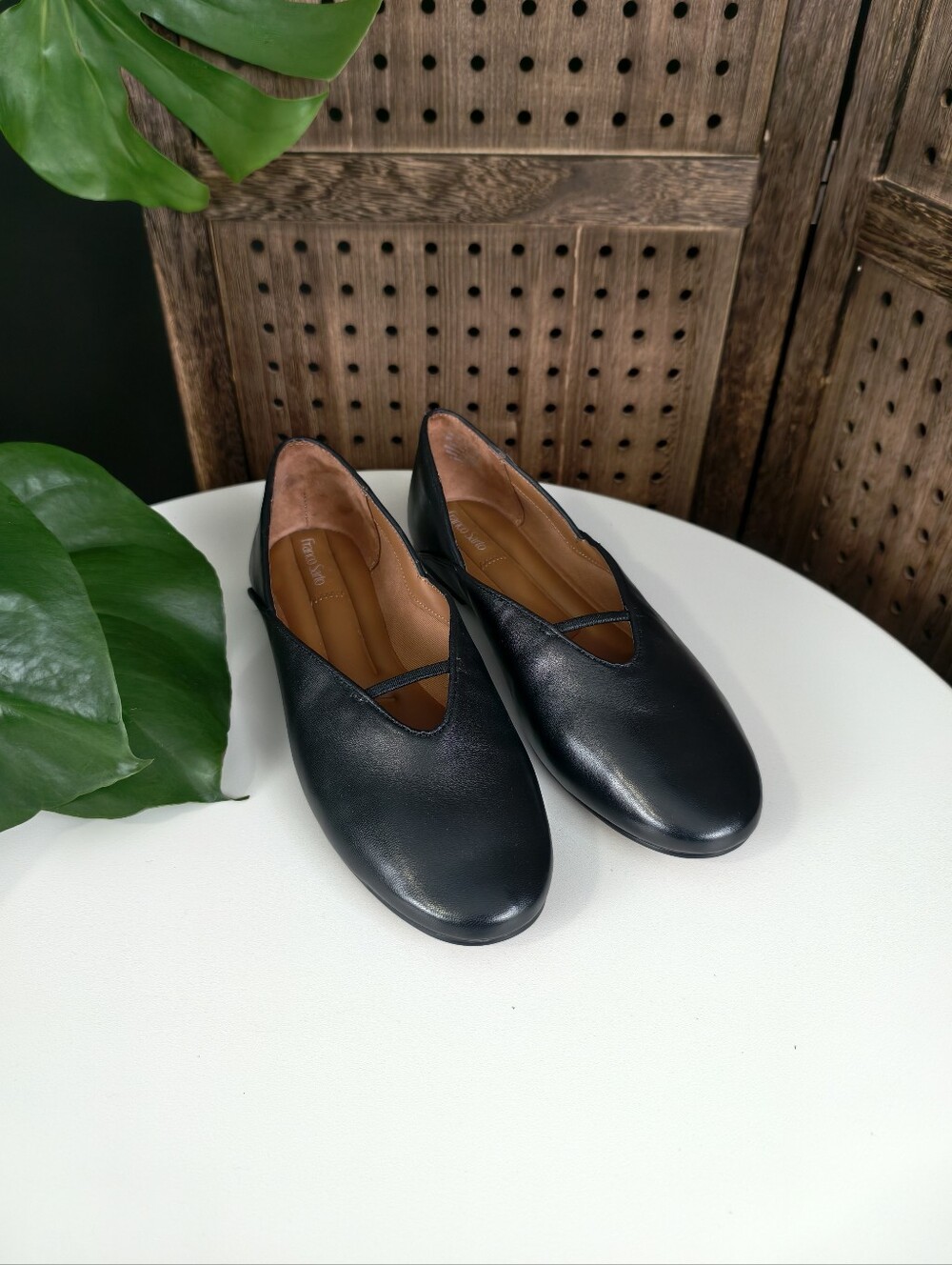 Franco Sarto Black Leather Brayten Ballet Flats
